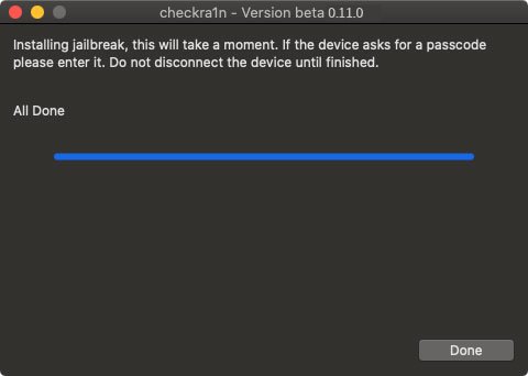Checkra1n jailbreak done