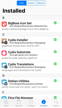 Cydia-installed tab