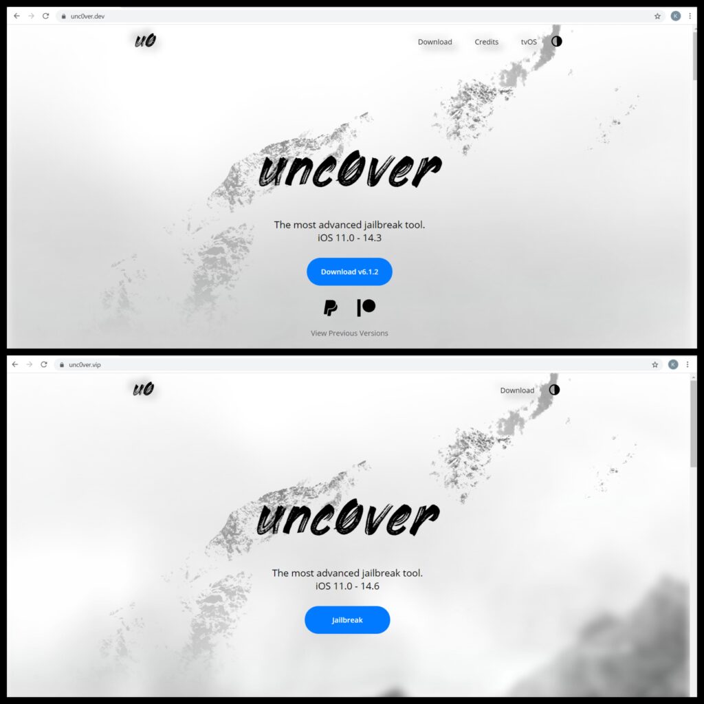 unc0ver.vip_vs_unc0ver.dev