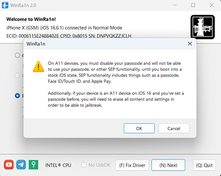 WinRa1n Tool - Disable Your Passcode