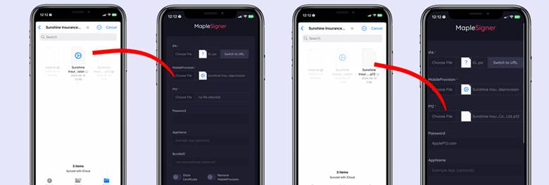 choose the MobileProvision file & P12 file