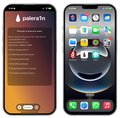 Palera1n app and sileo app