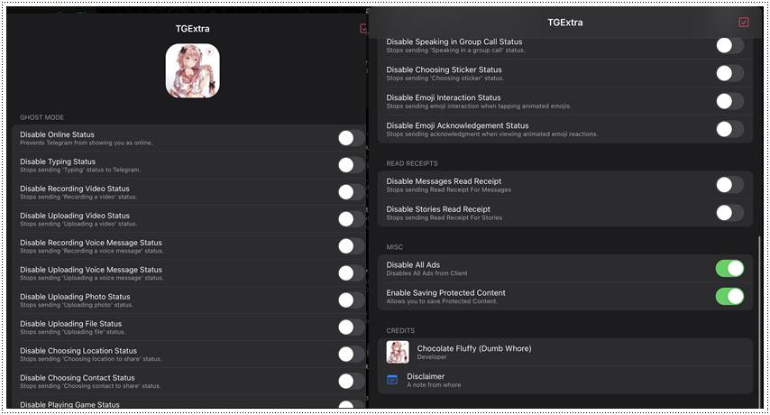 TGExtra – Telegram IPA Tweak