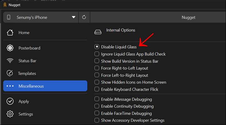 Disable Liquid Glass iOS 26 +