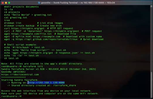 Sendio install Terminal