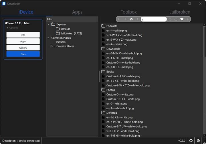 iDescriptor files & root